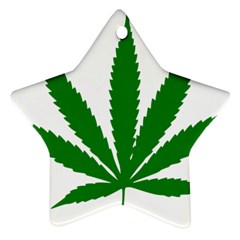 Marijuana Weed Drugs Neon Cannabis Green Leaf Sign Star Ornament (two Sides) by Mariart