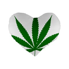 Marijuana Weed Drugs Neon Cannabis Green Leaf Sign Standard 16  Premium Heart Shape Cushions by Mariart