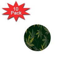 Marijuana Cannabis Rainbow Love Green Yellow Leaf 1  Mini Buttons (10 Pack)  by Mariart