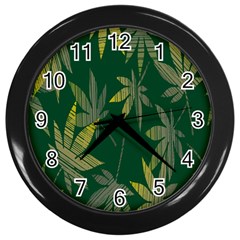 Marijuana Cannabis Rainbow Love Green Yellow Leaf Wall Clocks (black)