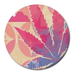 Marijuana Heart Cannabis Rainbow Pink Cloud Round Mousepads