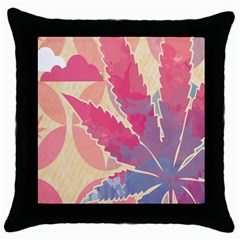 Marijuana Heart Cannabis Rainbow Pink Cloud Throw Pillow Case (black) by Mariart