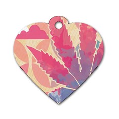 Marijuana Heart Cannabis Rainbow Pink Cloud Dog Tag Heart (One Side)