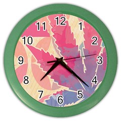 Marijuana Heart Cannabis Rainbow Pink Cloud Color Wall Clocks by Mariart