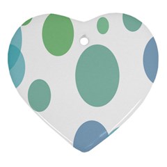 Polka Dots Blue Green White Ornament (heart)