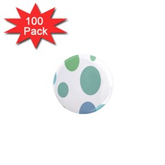 Polka Dots Blue Green White 1  Mini Magnets (100 Pack) 
