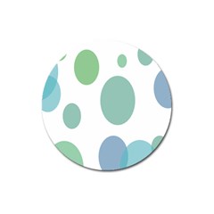 Polka Dots Blue Green White Magnet 3  (round) by Mariart