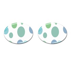 Polka Dots Blue Green White Cufflinks (oval) by Mariart