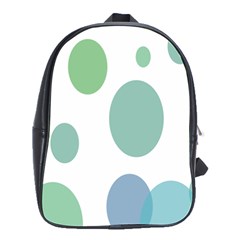 Polka Dots Blue Green White School Bag (large)