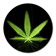 Marijuana Weed Drugs Neon Green Black Light Round Mousepads by Mariart