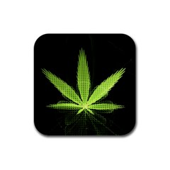 Marijuana Weed Drugs Neon Green Black Light Rubber Square Coaster (4 Pack)  by Mariart