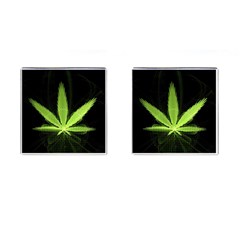 Marijuana Weed Drugs Neon Green Black Light Cufflinks (square)