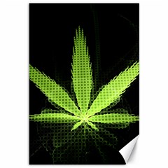 Marijuana Weed Drugs Neon Green Black Light Canvas 12  X 18   by Mariart