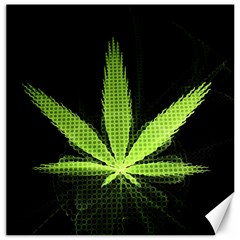 Marijuana Weed Drugs Neon Green Black Light Canvas 16  X 16   by Mariart