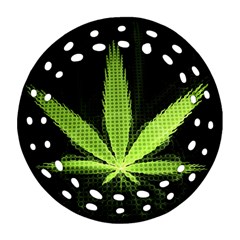 Marijuana Weed Drugs Neon Green Black Light Ornament (round Filigree) by Mariart