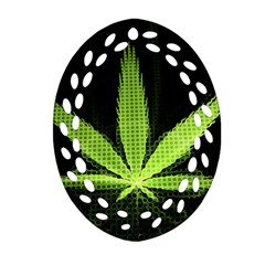 Marijuana Weed Drugs Neon Green Black Light Ornament (oval Filigree) by Mariart