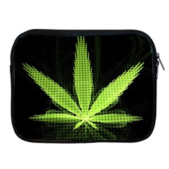 Marijuana Weed Drugs Neon Green Black Light Apple Ipad 2/3/4 Zipper Cases