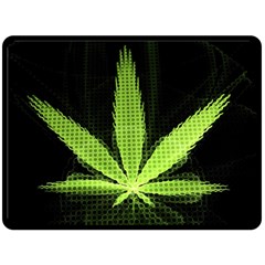 Marijuana Weed Drugs Neon Green Black Light Double Sided Fleece Blanket (large) 