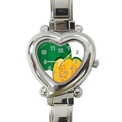 Pumpkin Peppers Green Yellow Heart Italian Charm Watch by Mariart