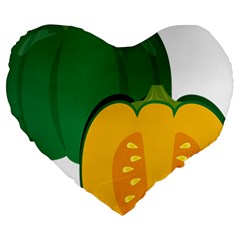 Pumpkin Peppers Green Yellow Large 19  Premium Heart Shape Cushions by Mariart