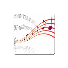 Musical Net Purpel Orange Note Square Magnet by Mariart