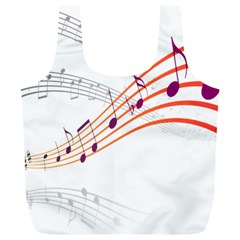 Musical Net Purpel Orange Note Full Print Recycle Bags (l)  by Mariart