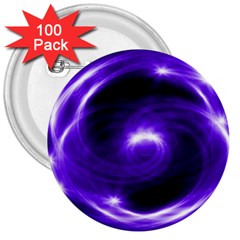 Purple Black Star Neon Light Space Galaxy 3  Buttons (100 Pack)  by Mariart