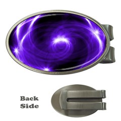 Purple Black Star Neon Light Space Galaxy Money Clips (oval)  by Mariart