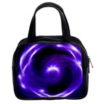 Purple Black Star Neon Light Space Galaxy Classic Handbags (2 Sides) Front