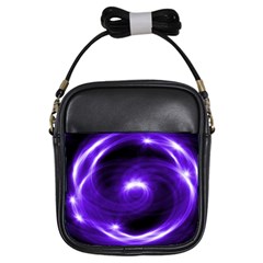Purple Black Star Neon Light Space Galaxy Girls Sling Bags by Mariart