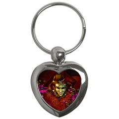 Wonderful Venetian Mask With Floral Elements Key Chains (heart)  by FantasyWorld7