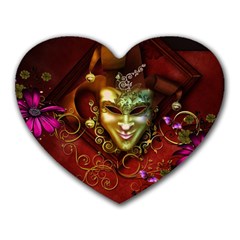 Wonderful Venetian Mask With Floral Elements Heart Mousepads by FantasyWorld7