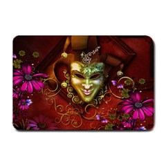 Wonderful Venetian Mask With Floral Elements Small Doormat  by FantasyWorld7