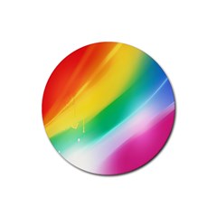 Red Yellow White Pink Green Blue Rainbow Color Mix Rubber Coaster (round) 