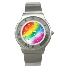 Red Yellow White Pink Green Blue Rainbow Color Mix Stainless Steel Watch by Mariart