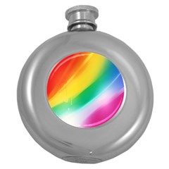Red Yellow White Pink Green Blue Rainbow Color Mix Round Hip Flask (5 Oz) by Mariart
