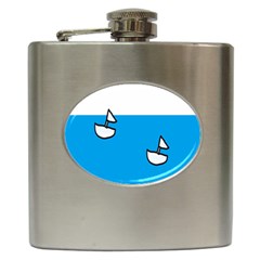 Ship Sea Beack Sun Blue Sky White Water Hip Flask (6 Oz)