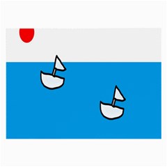 Ship Sea Beack Sun Blue Sky White Water Large Glasses Cloth (2-side) by Mariart