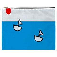 Ship Sea Beack Sun Blue Sky White Water Cosmetic Bag (xxxl)  by Mariart