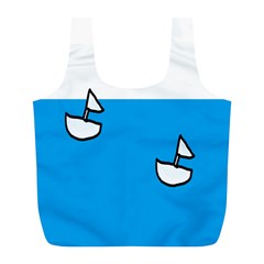 Ship Sea Beack Sun Blue Sky White Water Full Print Recycle Bags (l) 