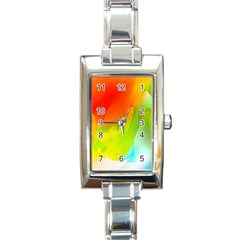 Red Yellow Green Blue Rainbow Color Mix Rectangle Italian Charm Watch