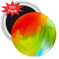 Red Yellow Green Blue Rainbow Color Mix 3  Magnets (100 Pack) by Mariart