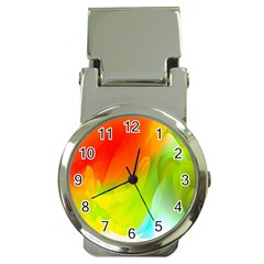 Red Yellow Green Blue Rainbow Color Mix Money Clip Watches