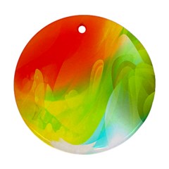 Red Yellow Green Blue Rainbow Color Mix Round Ornament (two Sides)