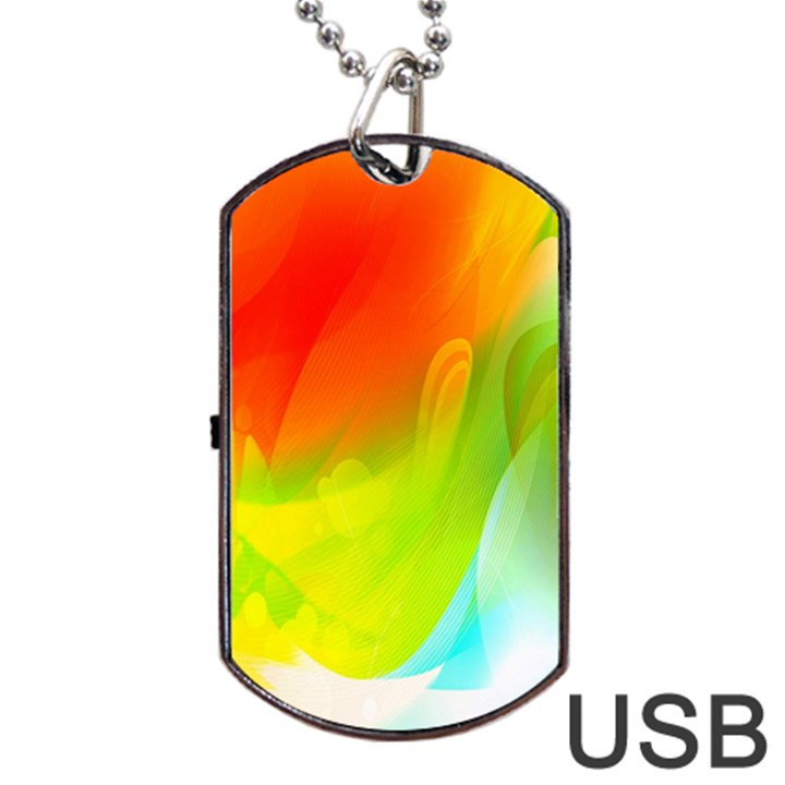 Red Yellow Green Blue Rainbow Color Mix Dog Tag USB Flash (Two Sides)