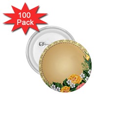 Rose Sunflower Star Floral Flower Frame Green Leaf 1 75  Buttons (100 Pack) 