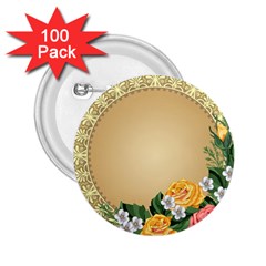 Rose Sunflower Star Floral Flower Frame Green Leaf 2 25  Buttons (100 Pack)  by Mariart