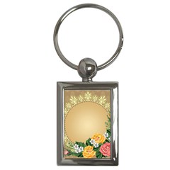 Rose Sunflower Star Floral Flower Frame Green Leaf Key Chains (rectangle)  by Mariart