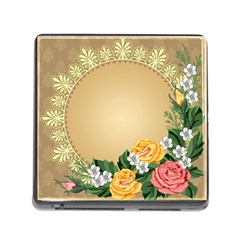 Rose Sunflower Star Floral Flower Frame Green Leaf Memory Card Reader (square)