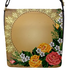 Rose Sunflower Star Floral Flower Frame Green Leaf Flap Messenger Bag (s) by Mariart